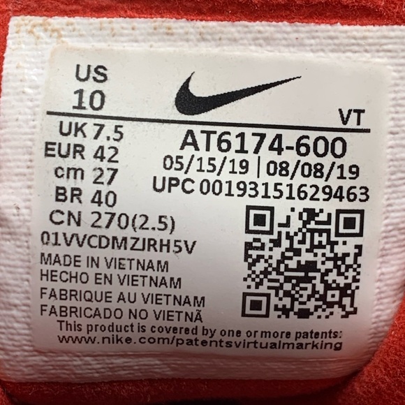 Nike Air Max 270 React Mystic Red Shoes AT6174-600 Women's Sz 10 - Picture 10 of 10